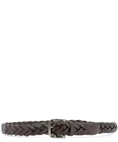 Shop Il Bisonte Woven Leather Belt In Brown