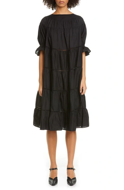 Shop Merlette Paradis Open Tier Cotton Dress In Black