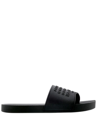 Shop Maison Margiela Embossed Logo Sandals In Black  