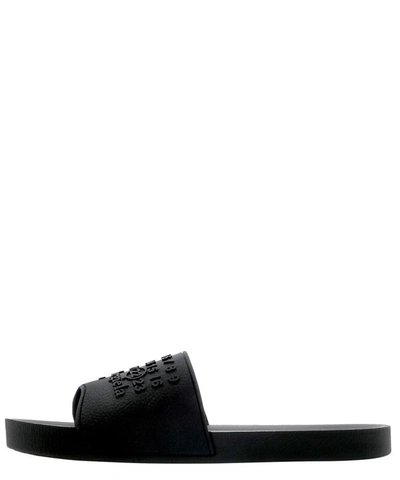 Shop Maison Margiela Embossed Logo Sandals In Black  