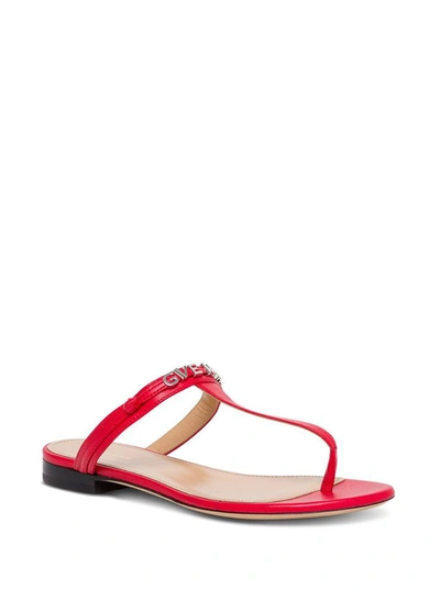 Shop Givenchy Red  Leather Sandals With Logo