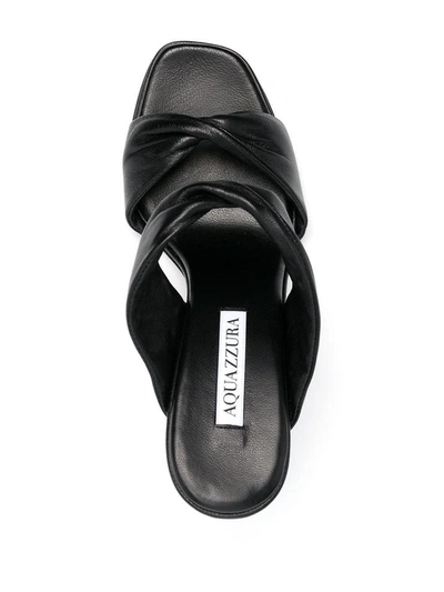 Shop Aquazzura Twist Black Leather Sandals