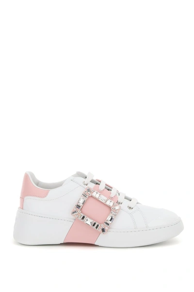 Shop Roger Vivier Viv Skate Sneakers Jewel Buckle In Bianco Rosa