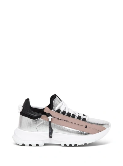 Shop Givenchy Spectre Low Runners Sneakers In Metalized Ripstop With Zip In Black