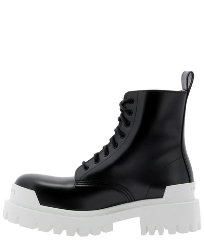 Shop Balenciaga "strike" Military Boots In Black  