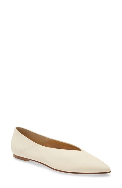 Shop Aeyde Moa Pointed Toe Flat In Creamy Nappa Leather