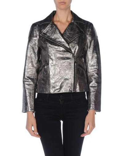 Shop Marc By Marc Jacobs Leather Jacket In Lead