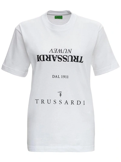 Shop Trussardi White  Jersey Multi-logot-shirt