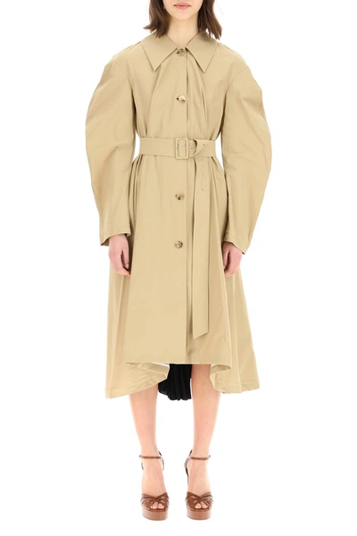 A.w.a.k.e. Trench Coat With Pleated Insert In Beige | ModeSens