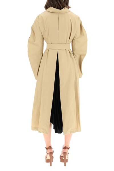 Shop A.w.a.k.e. Mode Trench Coat With Pleated Insert In Beige