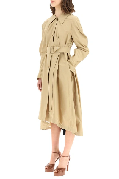 Shop A.w.a.k.e. Mode Trench Coat With Pleated Insert In Beige