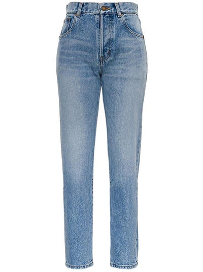 Shop Saint Laurent Five-pockets High-waisted Denim Jeans In Blu