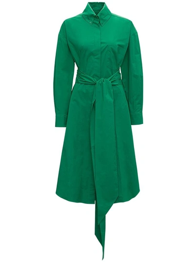 Shop Alexandre Vauthier Long Green Cotton Chemisier Dress