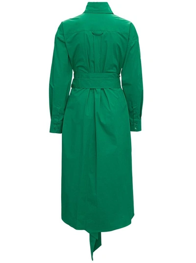 Shop Alexandre Vauthier Long Green Cotton Chemisier Dress