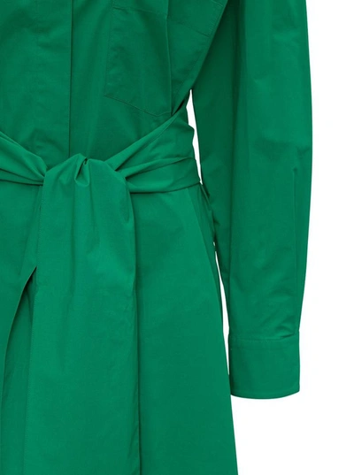 Shop Alexandre Vauthier Long Green Cotton Chemisier Dress