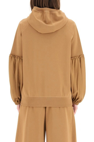 Shop Max Mara Hooded Sweatshirt In Viscose Knit In Cuoio