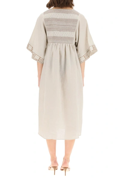 Shop Tory Burch Embroidered Midi Caftan In Wild Oat