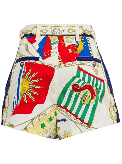 Shop Etro Cotton Shorts With Multicolor Print