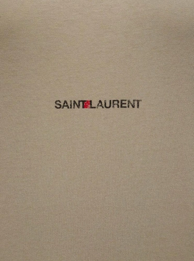 Shop Saint Laurent Rive Gauche T-shirt With Logo Print In Beige