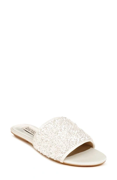 Shop Badgley Mischka Gita Slide Sandal In Soft White Fabric