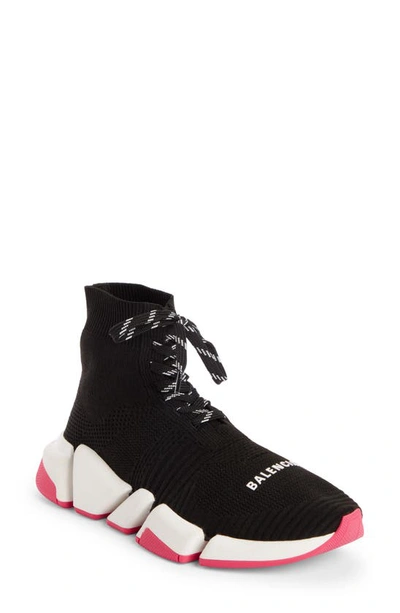 Shop Balenciaga Speed 2.0 Sneaker In Black/ White/ Neon Pink