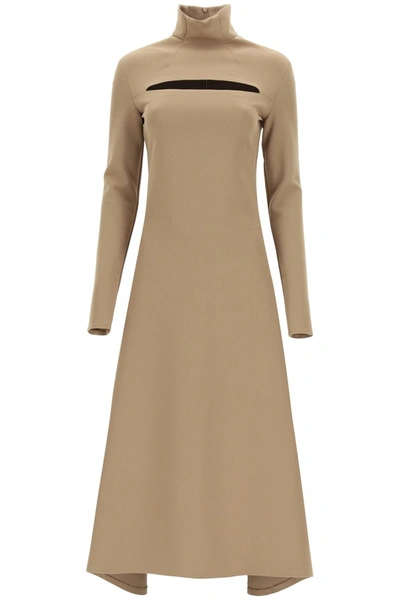 Shop A.w.a.k.e. Mode Midi Dress With Cut Out In Brown