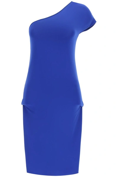 Shop Sportmax Stretch Viscose Interlock Dress In Bluette