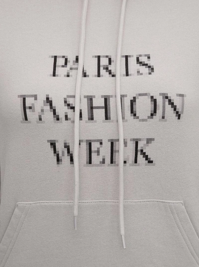 Shop Balenciaga Grey Cotton Hoodie With Paris Fashion Week Print