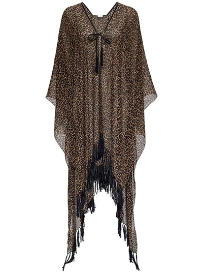 Shop Saint Laurent Alpaca And Wool Animalier Long Poncho In Beige