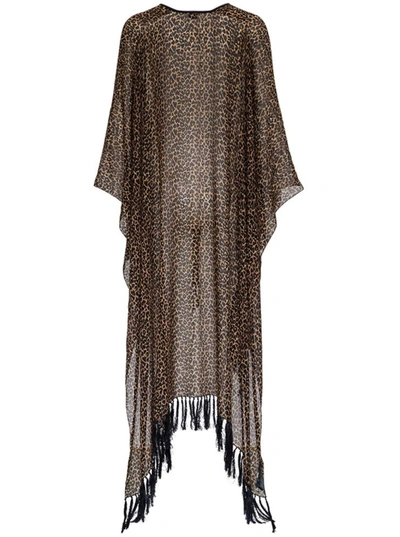 Shop Saint Laurent Alpaca And Wool Animalier Long Poncho In Beige