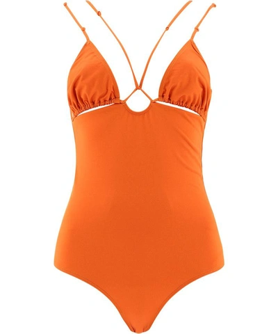Shop Jacquemus "pila" Swimsuit In Orange