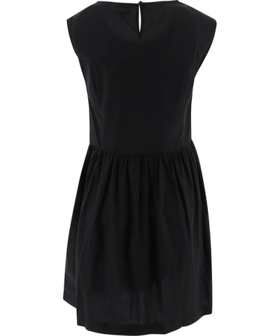 Shop Woolrich Poplin Sleeveless Dress In Black  