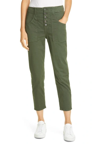 Shop Veronica Beard Arya Crop Straight Leg Pants In Army Green
