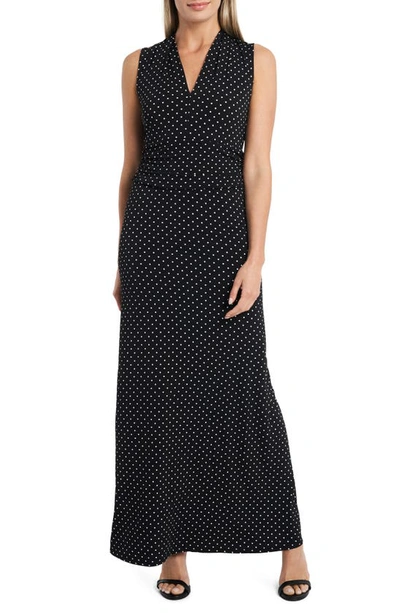 Shop Vince Camuto Pin Dot Jersey Maxi Dress In Rich Black