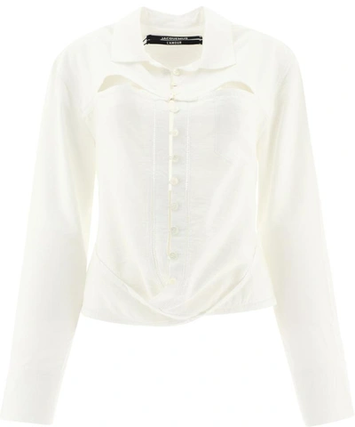 Shop Jacquemus "nappe" Cut-out Shirt In White