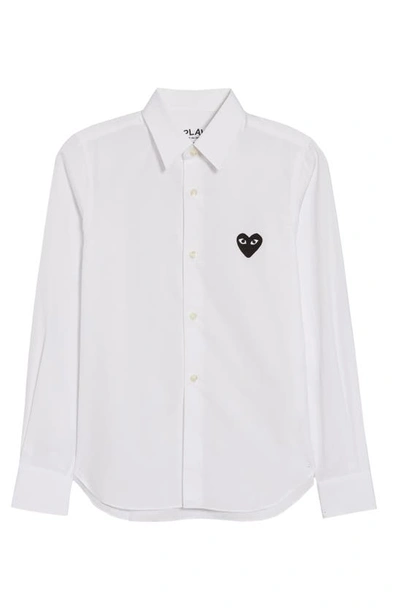 Shop Comme Des Garçons Heart Patch Button-up Shirt In White