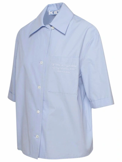 Shop Off-white Camicia Bowling Azzurra In Blue