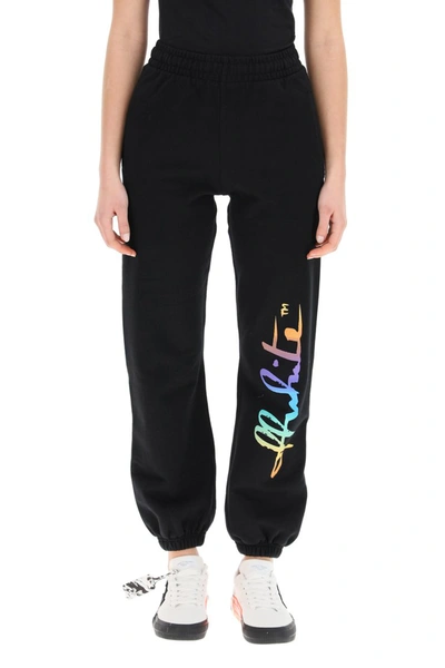Shop Off-white Rainbow Logo Jogging Trousers In Black Multi