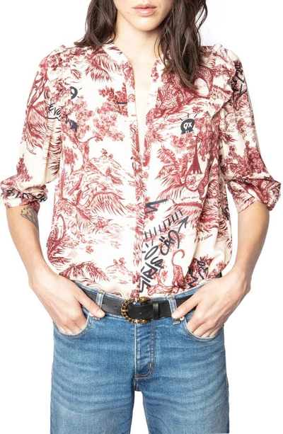 Shop Zadig & Voltaire Tygg Juoy Satin Button-up Shirt In Toile