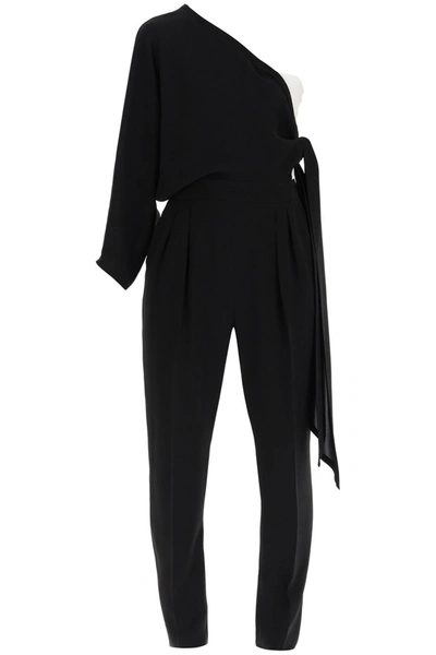 Shop Max Mara Studio Recente One-shoulder Jumpsuit In Nero