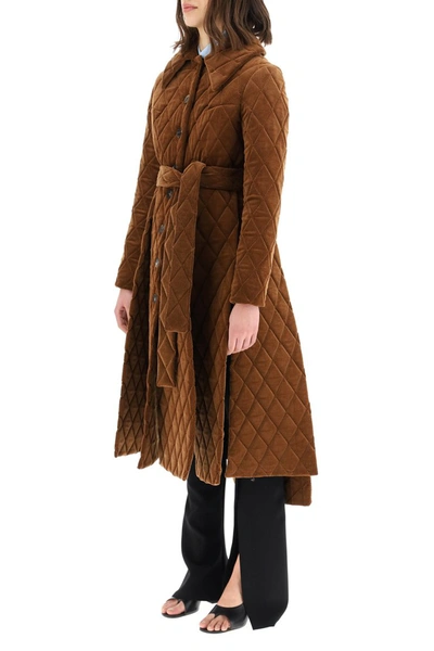 Shop A.w.a.k.e. Mode Quilted Corduroy Coat In Brown