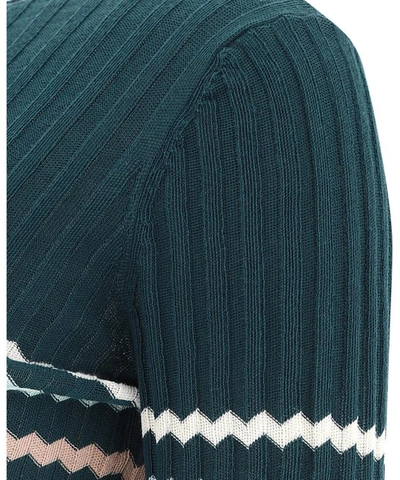 Shop Roberto Collina Striped Knit Top In Green