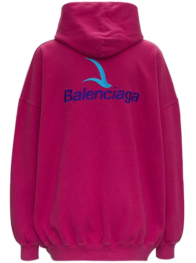 Shop Balenciaga Oversize Organic Cotton Hoodie  With Logo In Red