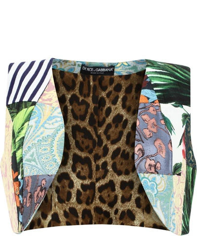 Shop Dolce & Gabbana Patchwork Crop Vest In Green