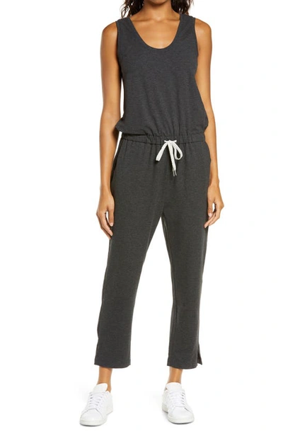 Shop Zella Gwen Sleeveless Knit Jumpsuit In Grey Dark Heather