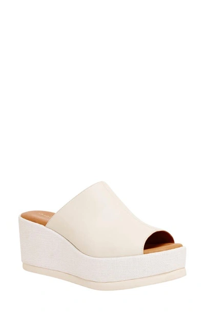 Shop Andre Assous Clara Platform Wedge Slide Sandal In White Leather
