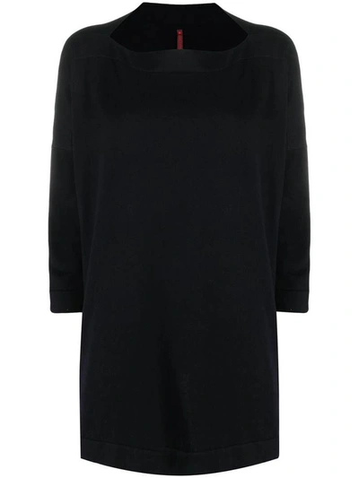 Daniela Gregis Navy Boat Neck Knit Jumper In Blue