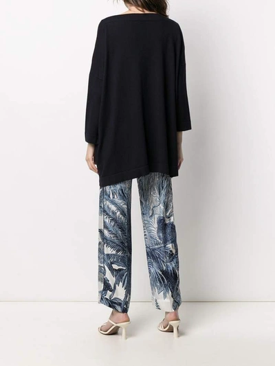 Daniela Gregis Navy Boat Neck Knit Jumper In Blue