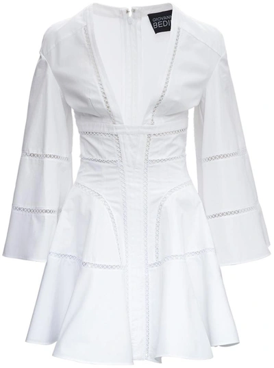 Shop Giovanni Bedin White Cotton Dress With Perforated Inlays