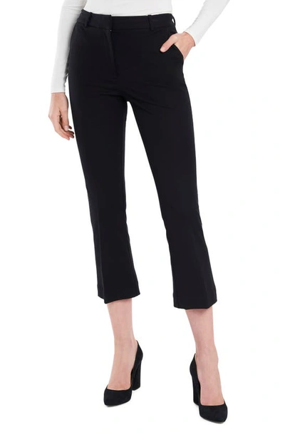 Court & Rowe Flat Front Crop Straight Leg Trousers In Rich Black | ModeSens